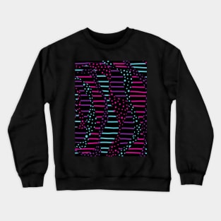 Spots and Stripes 2 - Pink, Purple, Blue and Black Crewneck Sweatshirt